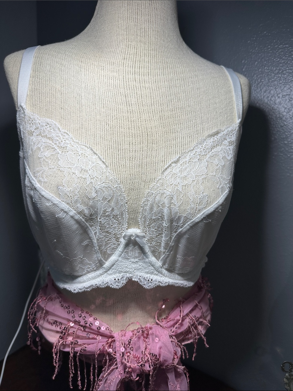 Panache White Lace Underwire Bra with Scalloped Trim